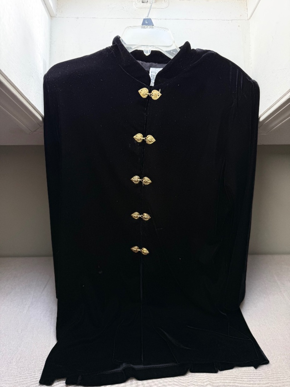 Vintage R&M Richards Karen Kwong Black Velvet Mandarin Jacket Blazer Size 16